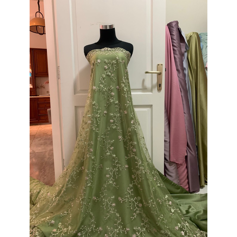 Jual Kain Bahan Kebaya Brukat Brokat Tile Bordir Gardenia Warna