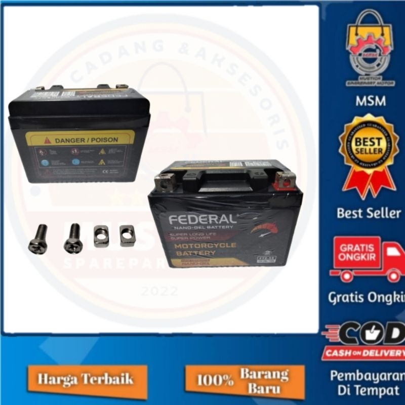 Jual Aki Kering Nano Gel Federal FTZ - 5S - SMF 12V - 5AH Matic