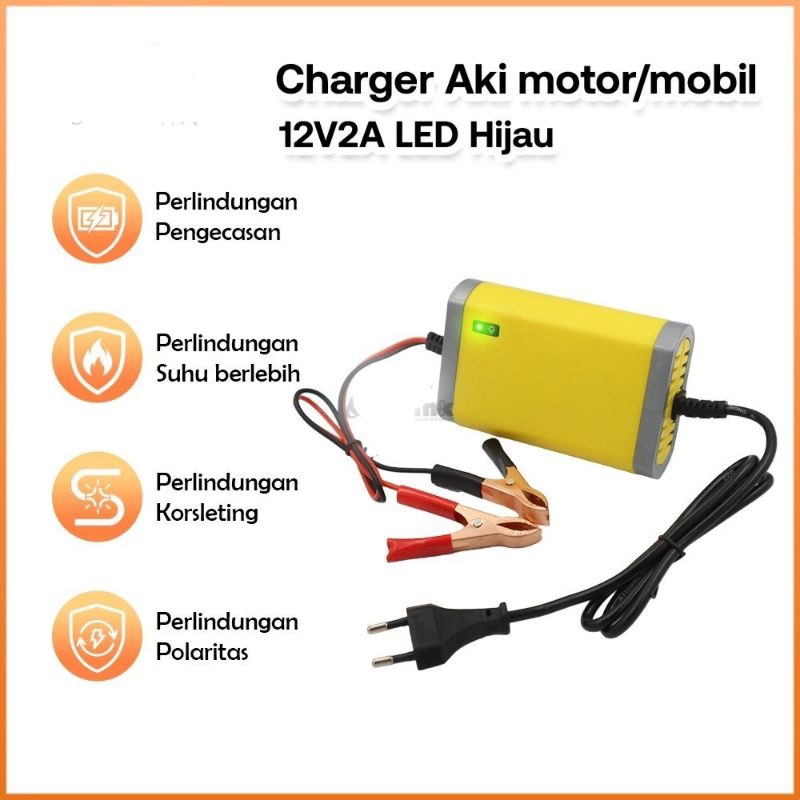 Jual Charger Aki Motor Mobil 12v 2A Cas Ces Aki kering atau basah 2