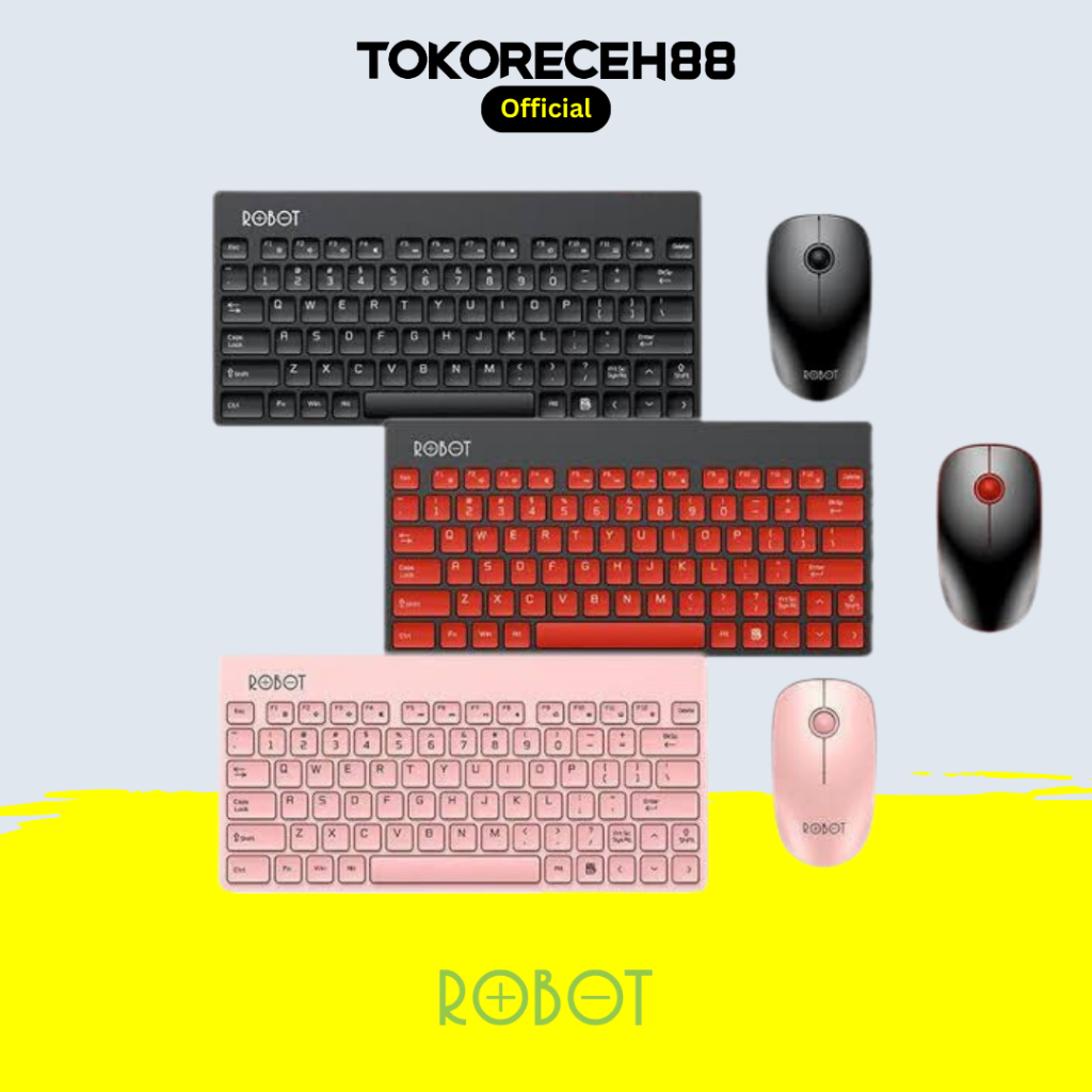 Keyboard Mini Wireles ROBOT KM3000 Combo Optical Mouse Receiver USB - GARANSI 1 Thn