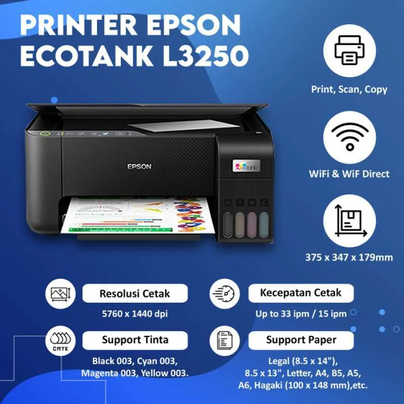 Jual Printer Epson Ecotank L3250ink 003 Bcmyprintscancopywifi