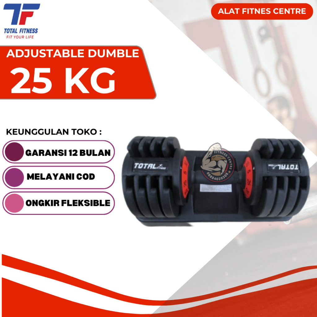 Jual Adjustable Dumble Set 25 Kg Total Fitness - Alat Olahraga Angkat ...