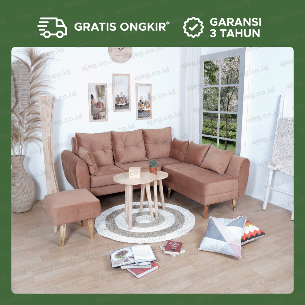 Jual AJEG.CO.ID - Sofa Sudut 3 Seater Variasi Kobe | Shopee Indonesia