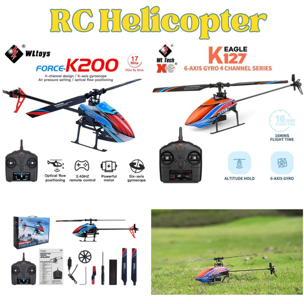 Jual RC Helicopter WL XK K127 K200 C129 Gyro 4CH 6-Axis