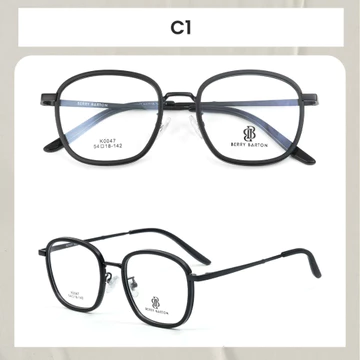 Berrybarton Kacamata Bulat Anti Radiasi Blueray Photocromic Kacamata Minus Bahan Metal PC Pria