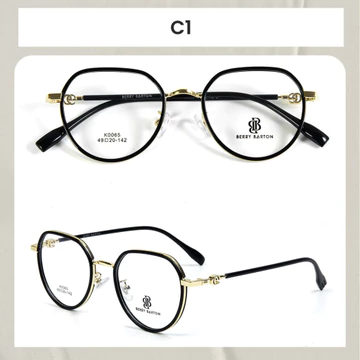Berrybarton Kacamata Bulat Anti Radiasi Blueray Photocromic Kacamata Minus Bahan Metal PC Pria