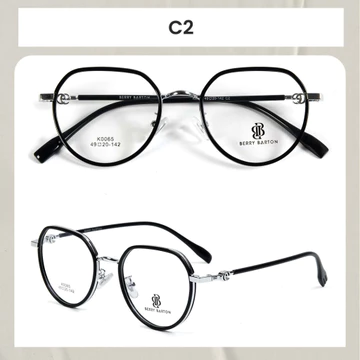 Berrybarton Kacamata Bulat Anti Radiasi Blueray Photocromic Kacamata Minus Bahan Metal PC Pria