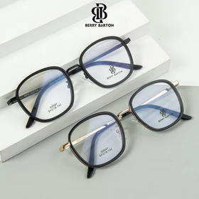 Berrybarton Kacamata Bulat Anti Radiasi Blueray Photocromic Kacamata Minus Bahan Metal PC Pria