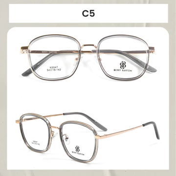 Berrybarton Kacamata Bulat Anti Radiasi Blueray Photocromic Kacamata Minus Bahan Metal PC Pria