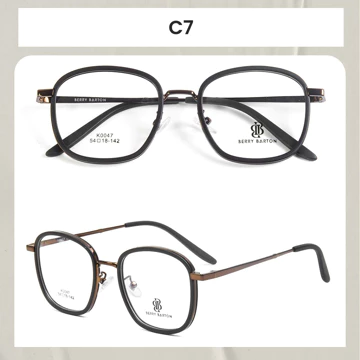 Berrybarton Kacamata Bulat Anti Radiasi Blueray Photocromic Kacamata Minus Bahan Metal PC Pria