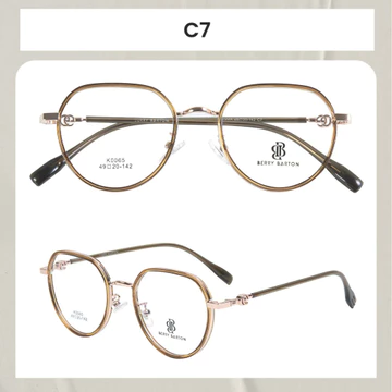 Berrybarton Kacamata Bulat Anti Radiasi Blueray Photocromic Kacamata Minus Bahan Metal PC Pria