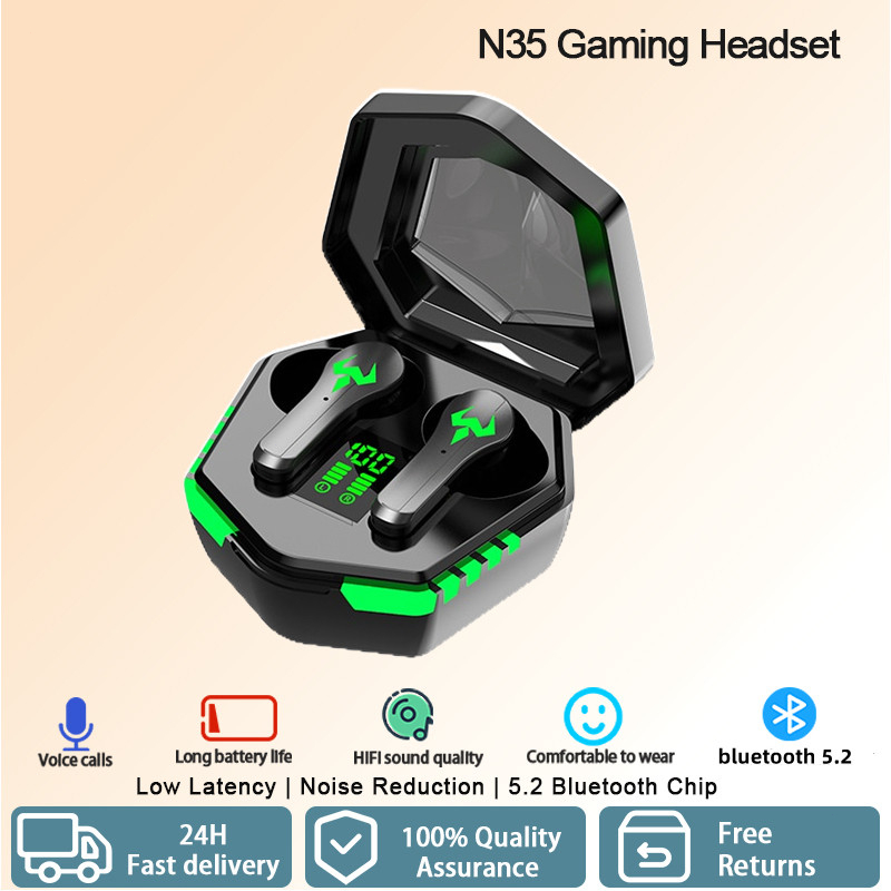 N35Pro TWS Earbuds Wireless Bluetooth Earphones Headset With Mic LowLatency  Noise Reduction Gaming Headphones
