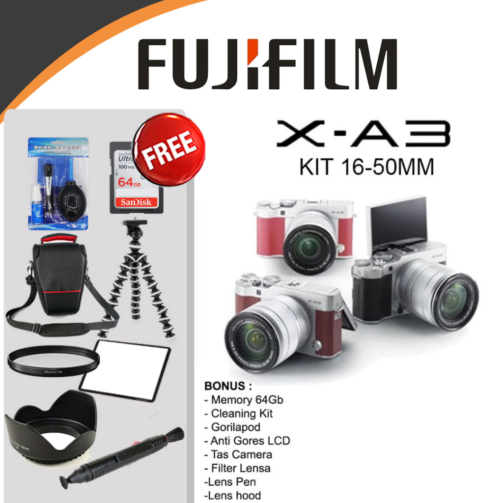 Jual FUJIFILM XA3 KIT 1650MM KAMERA MIRRORLESS FUJIFILM XA3