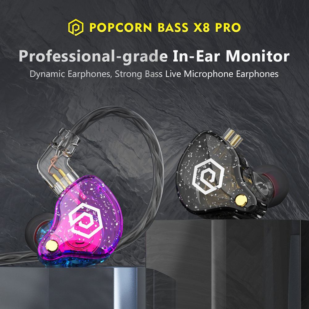 Jual Popcorn BASS X8 PRO with Mic HIFI Full Bass In-Ear Monitor Dynamic ...