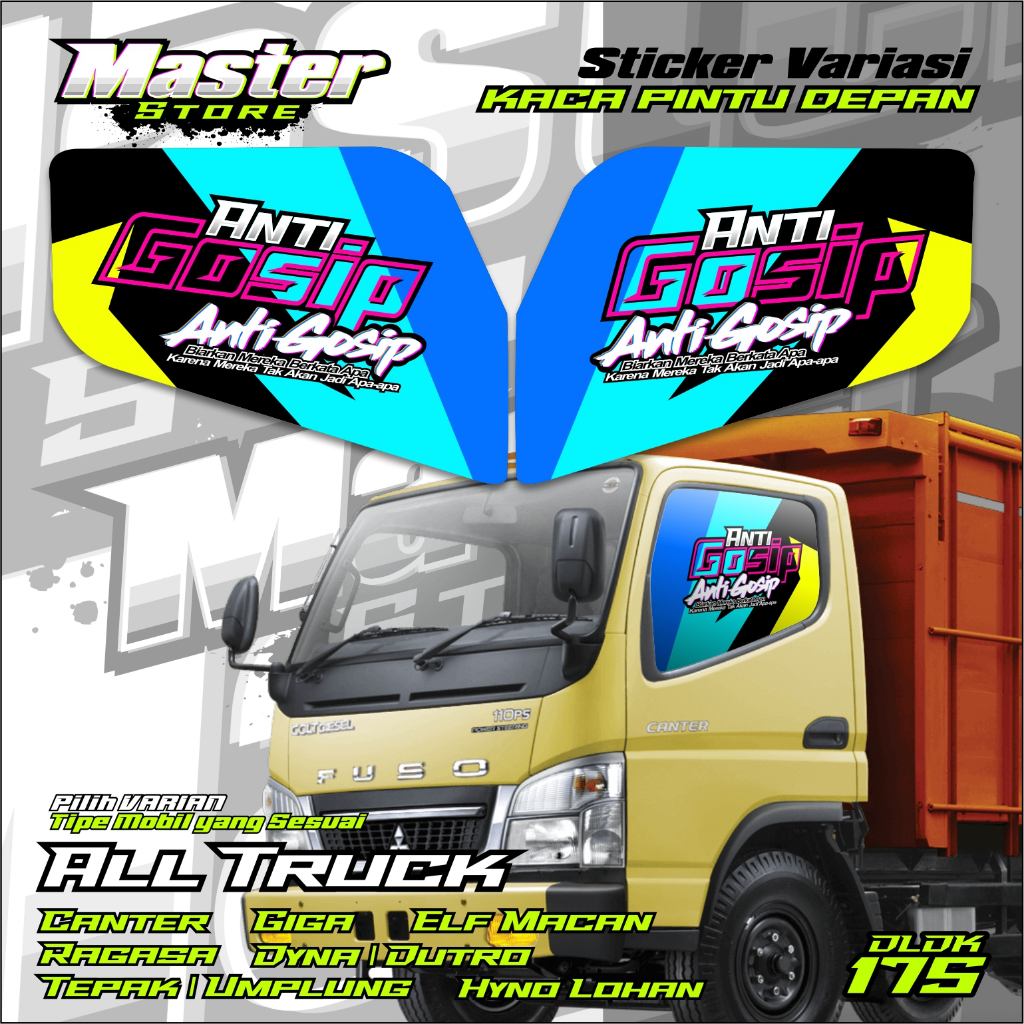 Jual Stiker Variasi Kaca Pintu Depan Kanan Kiri All Truck Anti Gosip