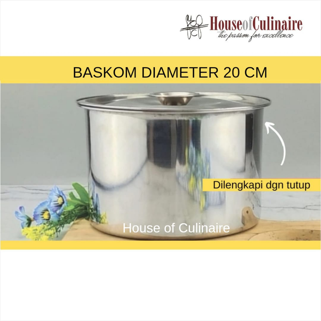 Jual Baskom Tebal Dengan Tutup 20 cm Stainless Baskom Bumbu Dalam