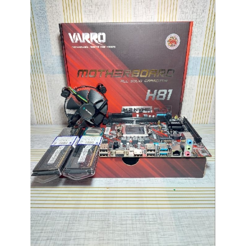 Jual Paket Motherboard Varro H81 + Proc Core i3 4170 3.7Ghz + Ram Ddr3 ...