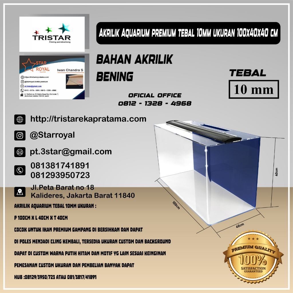 Jual Akrilik Aquarium premium tebal 10mm ukuran 100x40x40 cm Shopee