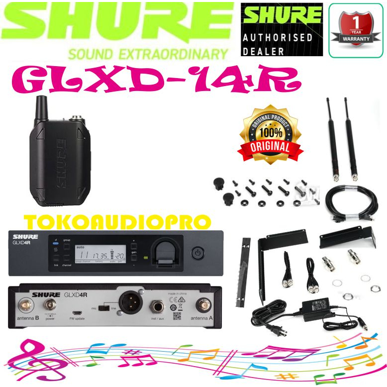 年末特価】SHURE GLXD4R/GLXD1 ギターワイヤレス（Jual Mic Wireless 