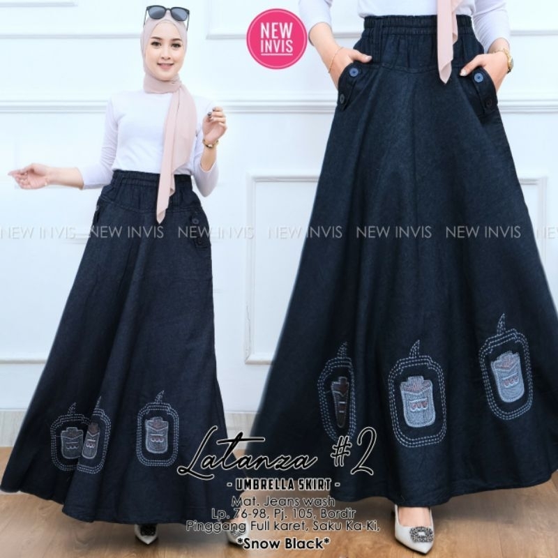 Jual Rok Jeans Aksen Bordir Asli Rok Motif Rok Mayung Size Fit XL (COD ...