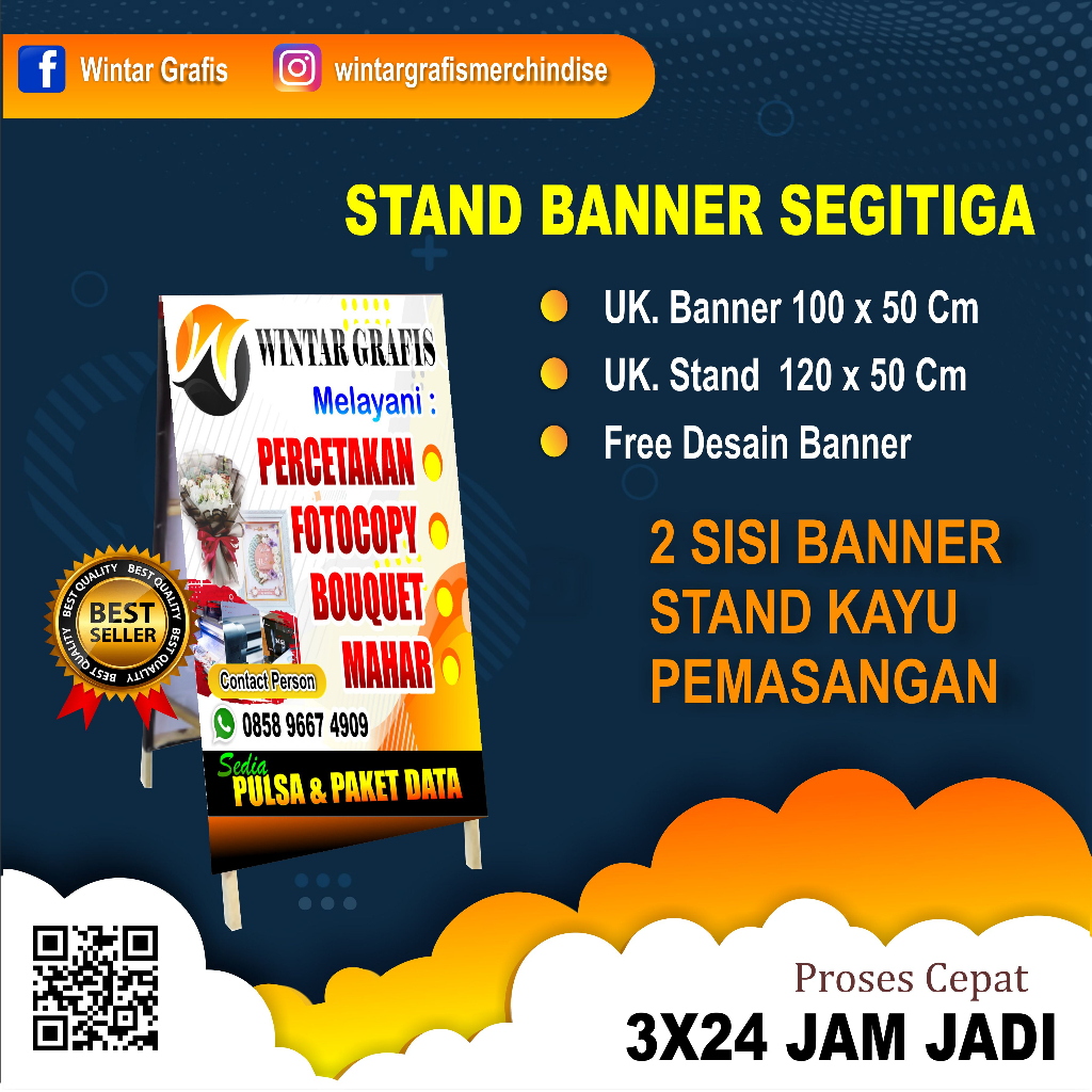 Jual [Wintar Grafis] STANDING BANNER | STAND 2 SISI | STAND BANNER KAYU ...