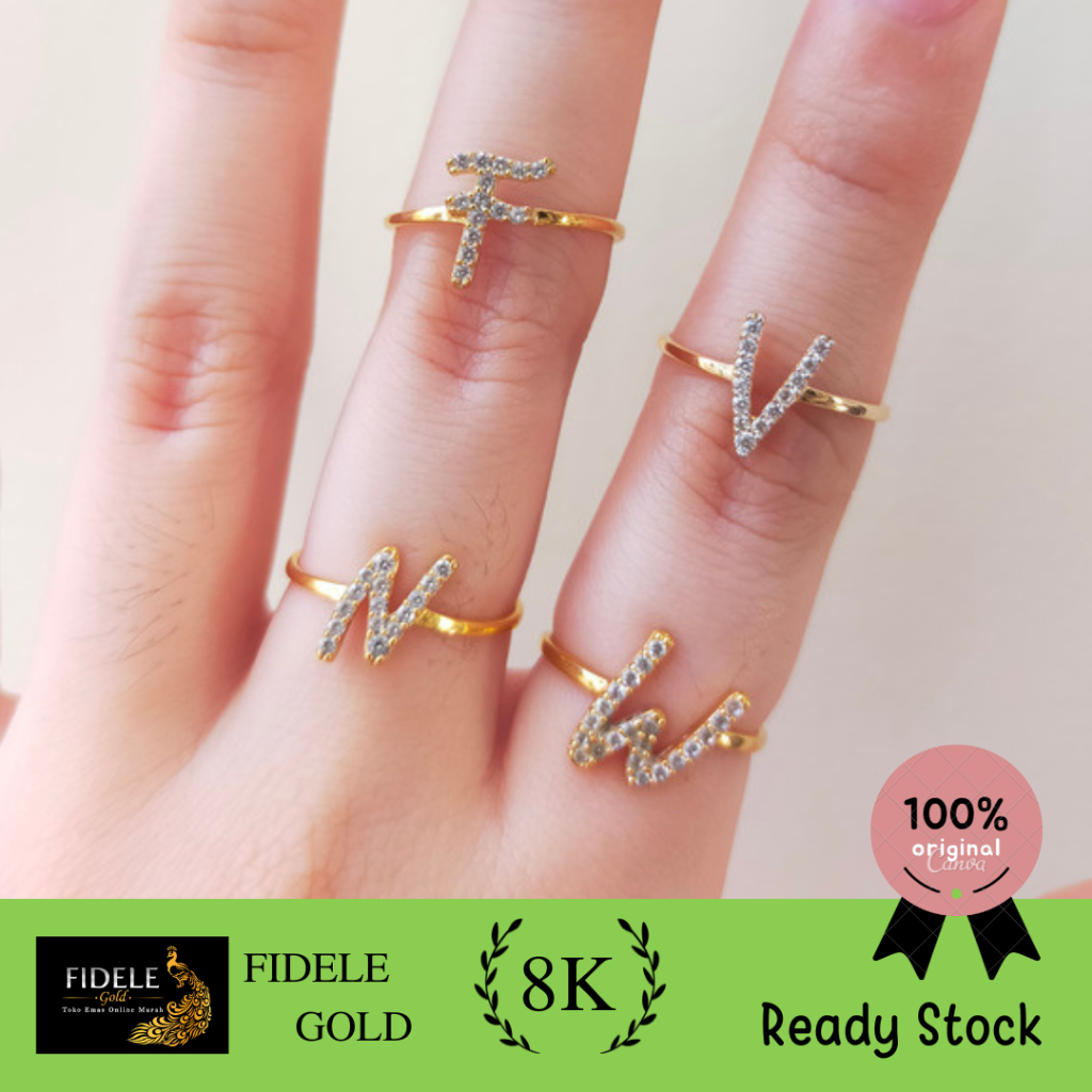 Jual Cincin emas huruf Alphastar inisial alfabet | Shopee Indonesia
