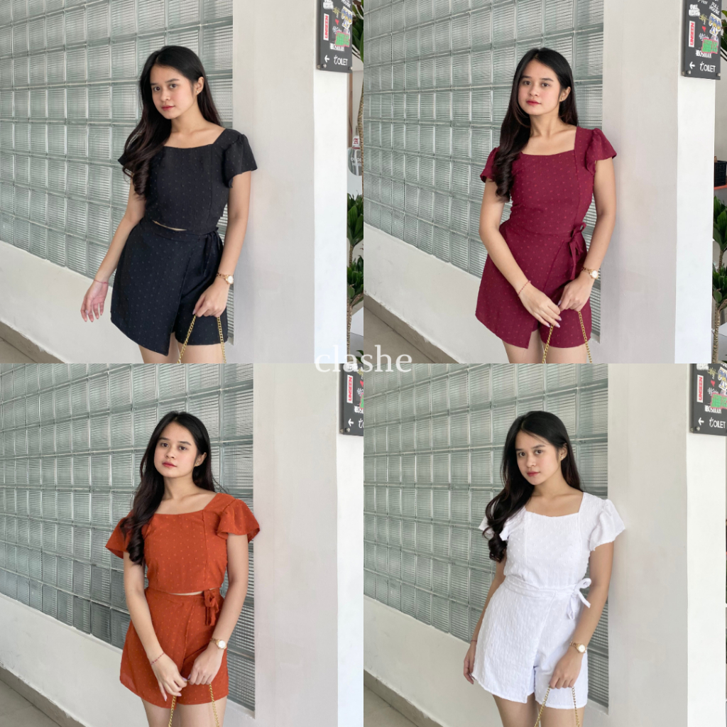 Jual Zilia Set Setelan Wanita Atasan Blouse Lengan Pendek Dan Celana ...