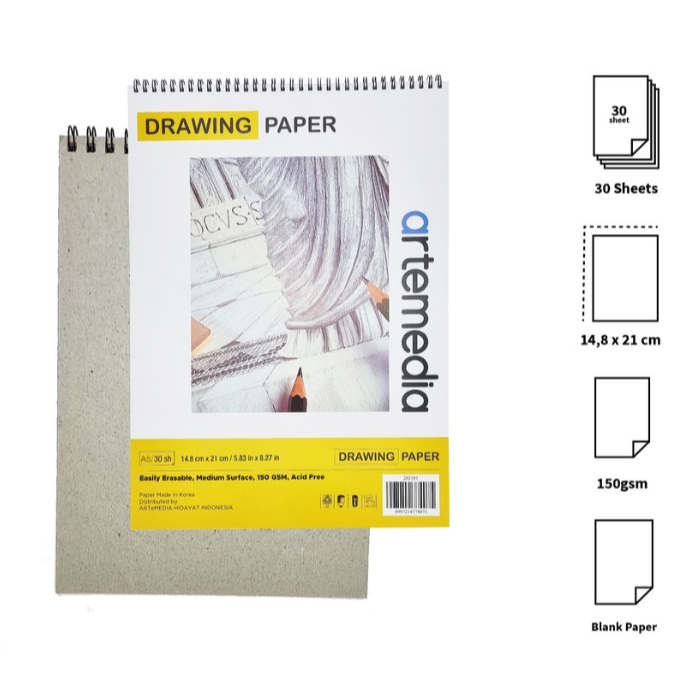 Jual Buku Gambar & Sketsa Artemedia 150 gsm Drawing Paper Book A5 A4