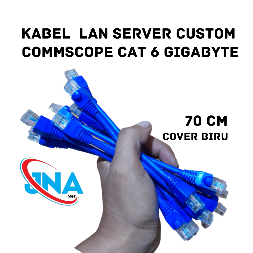 Jual KABEL LAN SERVER COMMSCOPE CAT 6 GIGABYTE CUSTOM 70 CM COVER BIRU ...