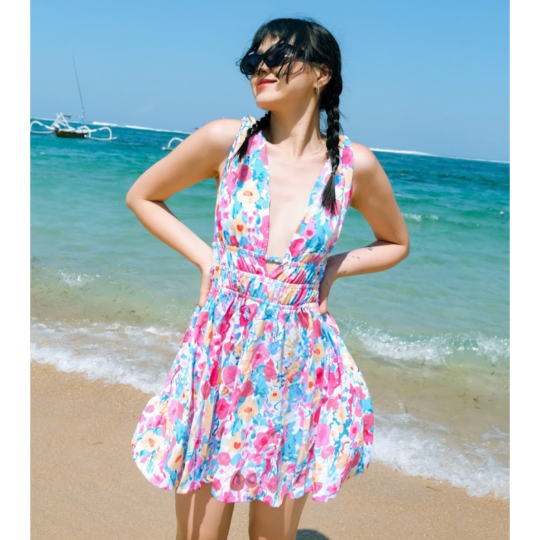 Jual TMBM - Hampton Dress gaun panjang bali pantai santai floral bunga ...
