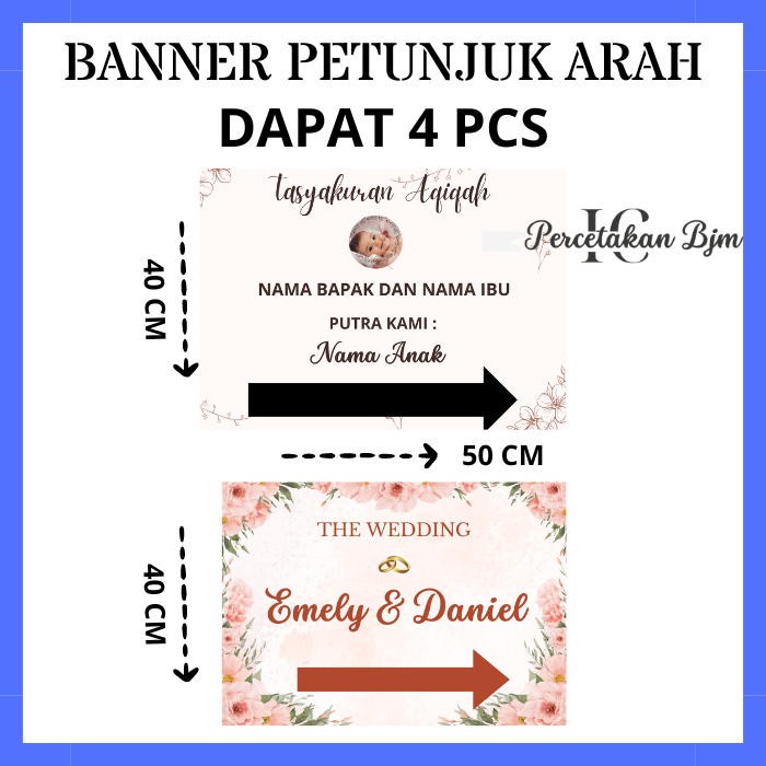 Jual Cetak Banner Petunjuk Arah Wedding Pernikahan Aqiqah Shopee