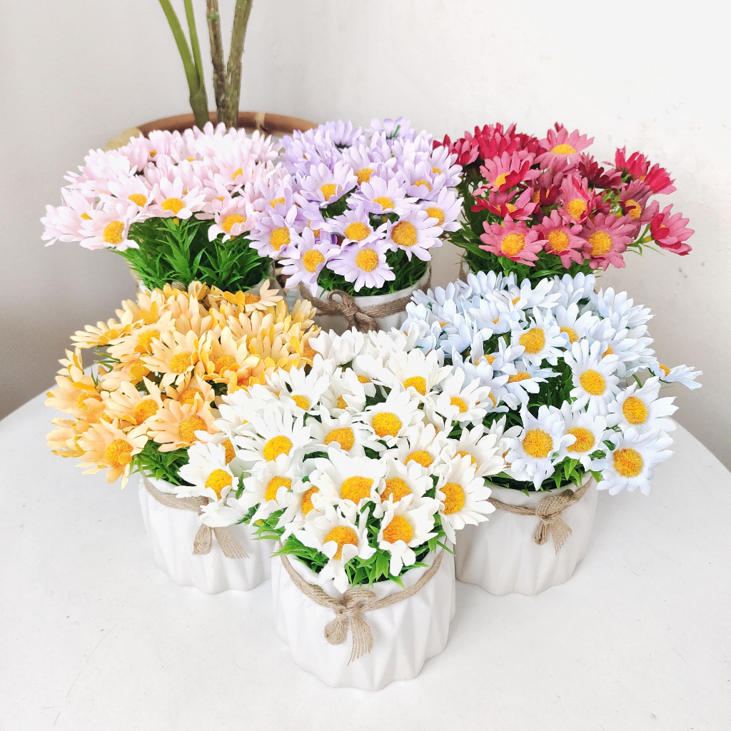 Jual BUNGA ARTIFICIAL DEKORASI BUNGA DAISY MATAHARI MINI BUNGA PLASTIK