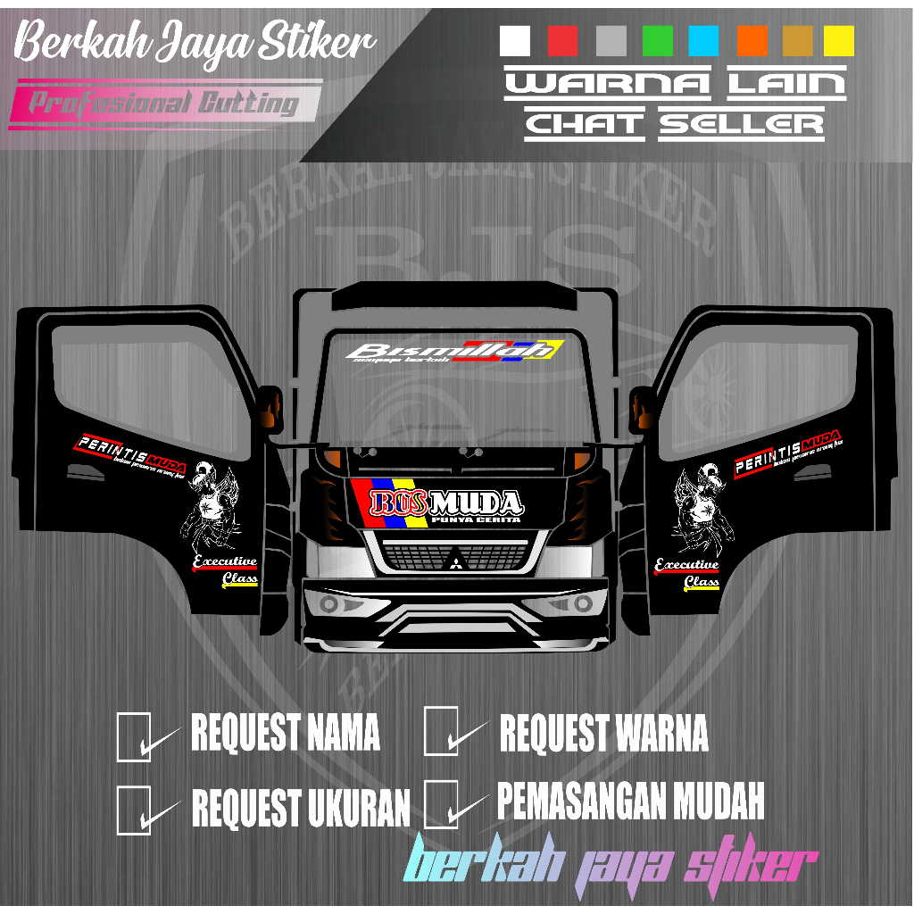 Jual Cutting Stiker Depan Truk Stiker Pintu Samping Truk Stiker Kaca