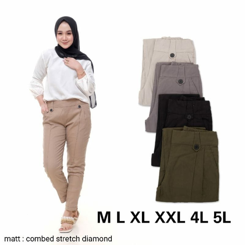 Jual CELANA KANTOR FORMAL KERJA WANITA KARET BELAKANG | CELANA BAGGY