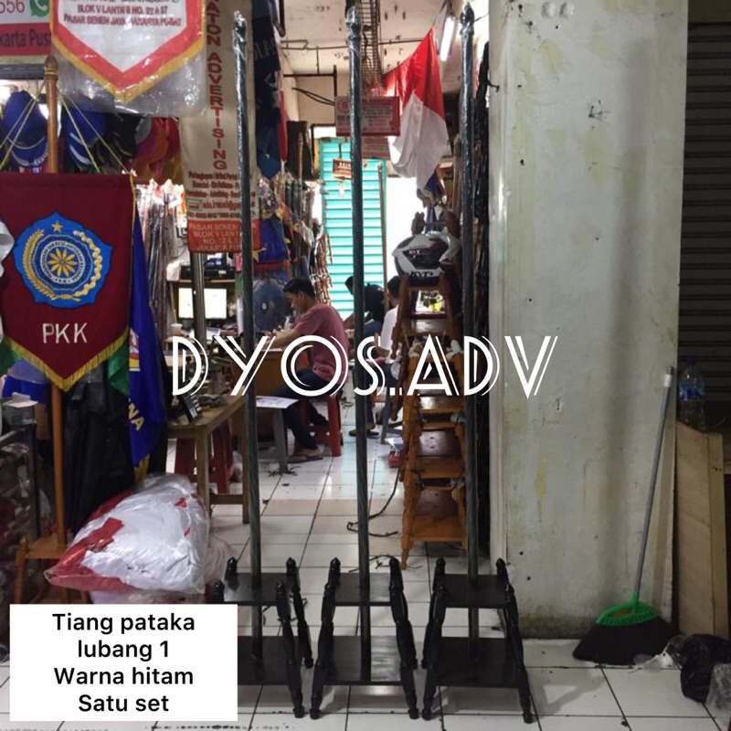 Jual Tiang pataka lubang 1 (tiang+tatakan) warna hitam | Shopee Indonesia