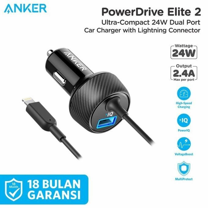 Jual Anker PowerDrive 2 Elite with Lightning Connector Car Charger ...