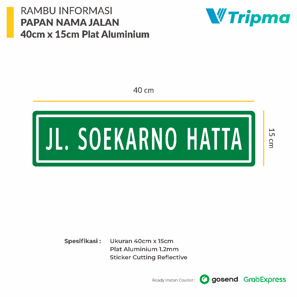 Jual Rambu Papan Nama Jalan 40cm x 15cm Plat Aluminium | Shopee Indonesia