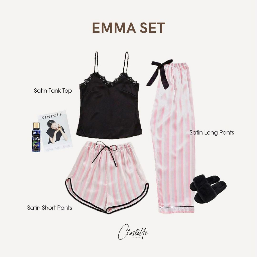 Jual Charlotte Emma Set Piyama Baju Tidur Tanktop Lingerie Celana