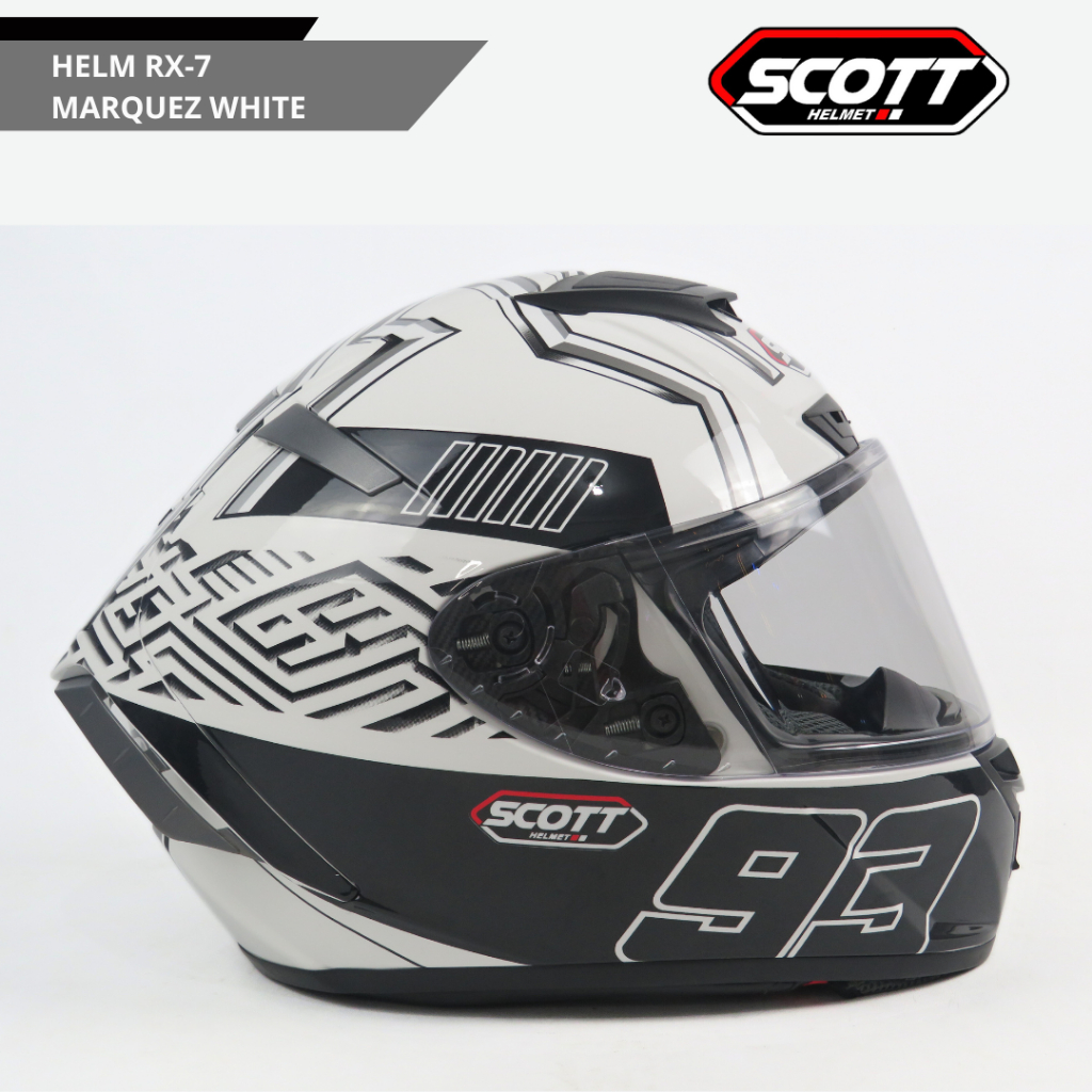 Jual Scott - Helm Full Face RX7 SNI / Marquez White | Shopee Indonesia