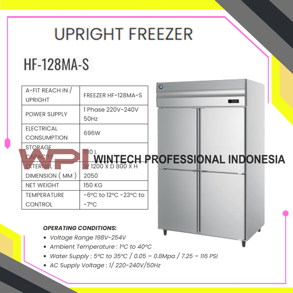 Jual HOSHIZAKI HF-128MA-S Stainless Upright Freezer 4 Pintu Panjang 120 ...