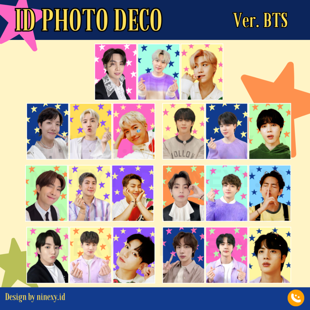 Jual (3pcs) Id photo deco kpop bts namjoon seokjin suga j-hope jimin ...