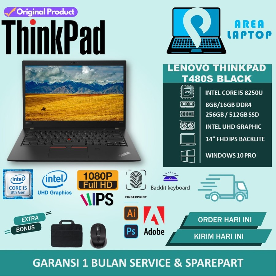 Jual Promo Laptop Murah Lenovo Thinkpad T S Intel I U Gb Gb Ssd Fhd Windows Pro