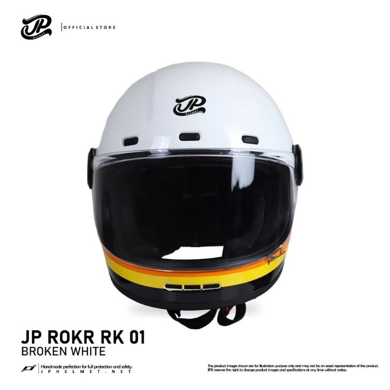 Jual Helm Cakil Jp Rokr Rk 01 Broken White | Helm Fullface | Shopee ...