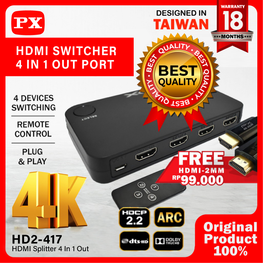 Jual HDMI Switcher 4 Port 4K 3D 4 in to 1 out Full HD with Remote ...