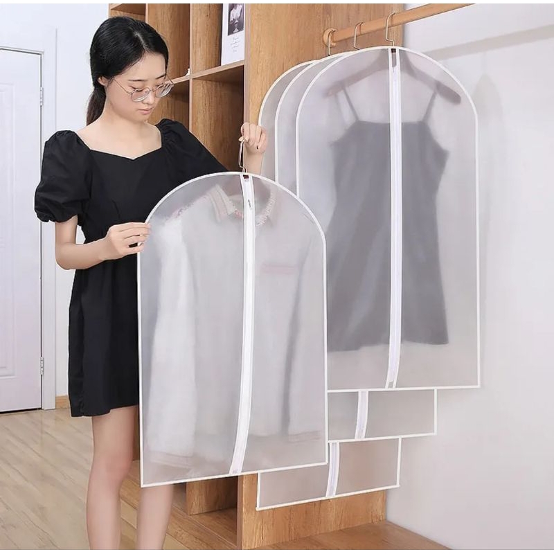 Jual Cover Baju Transparan Pelindung Baju Anti Air Debu Jamur Jas Gaun Pelindung Pakaian 9483