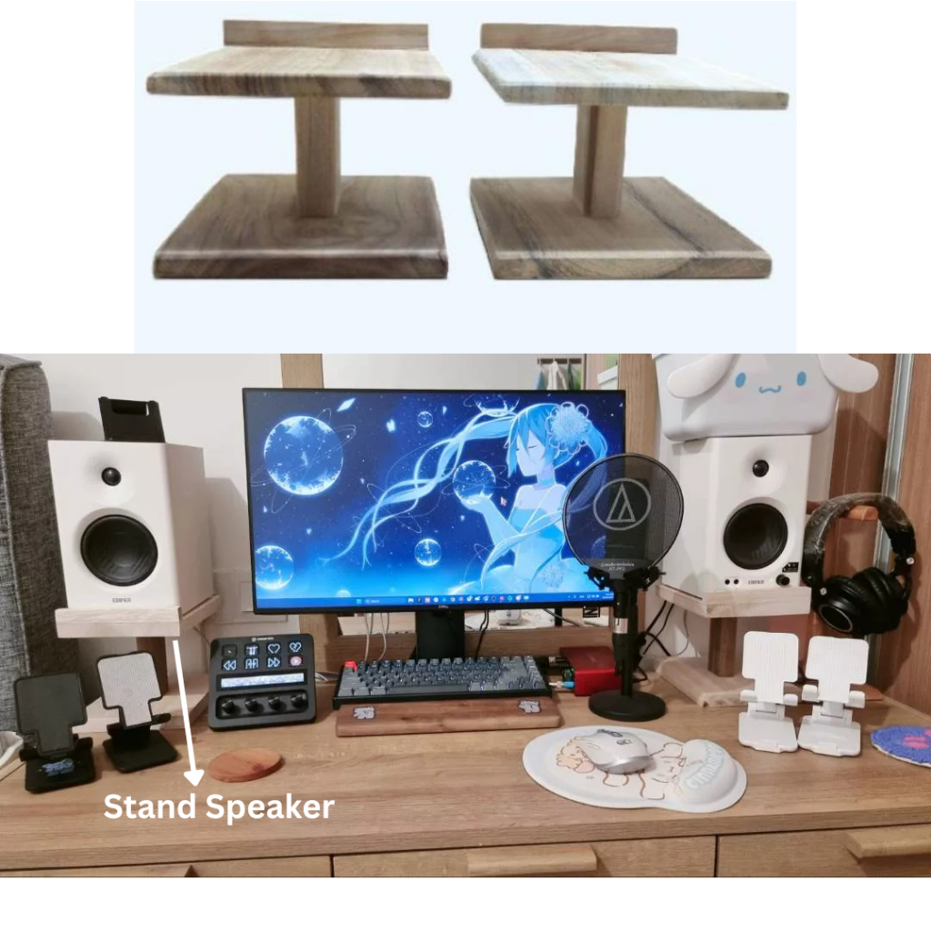 Jual wood stand speaker monitor computer speaker stand table monitor