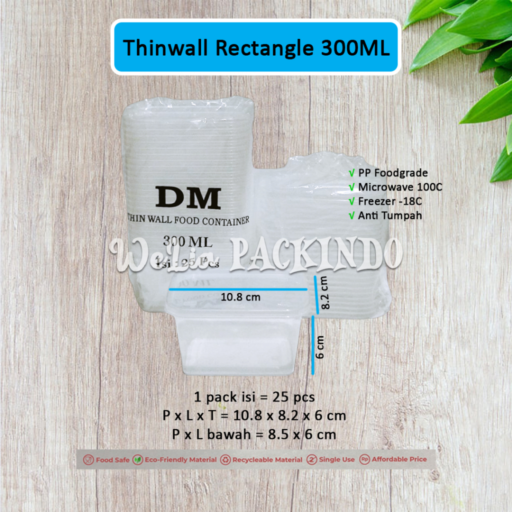 Jual Thinwall Rectangle Persegi Panjang 300ml Dm Food Container