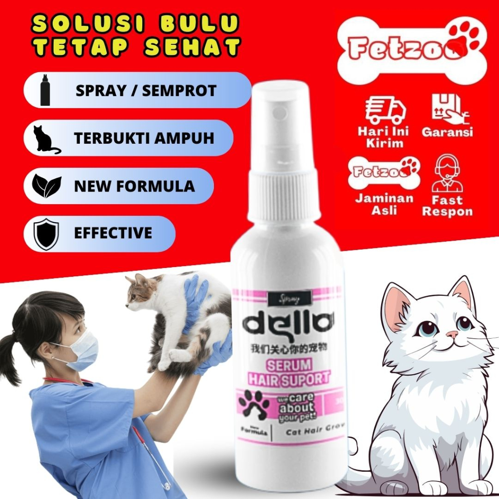 Jual Serum Vitamin Bulu Kucing Spray Penumbuh dan Anti Rontok Bulu