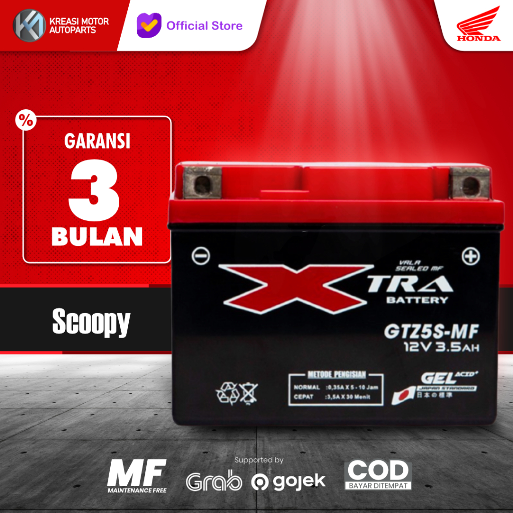 Jual Aki Motor Honda Scoopy GTZ5S XTRA MF AKI KERING - GEL ACID