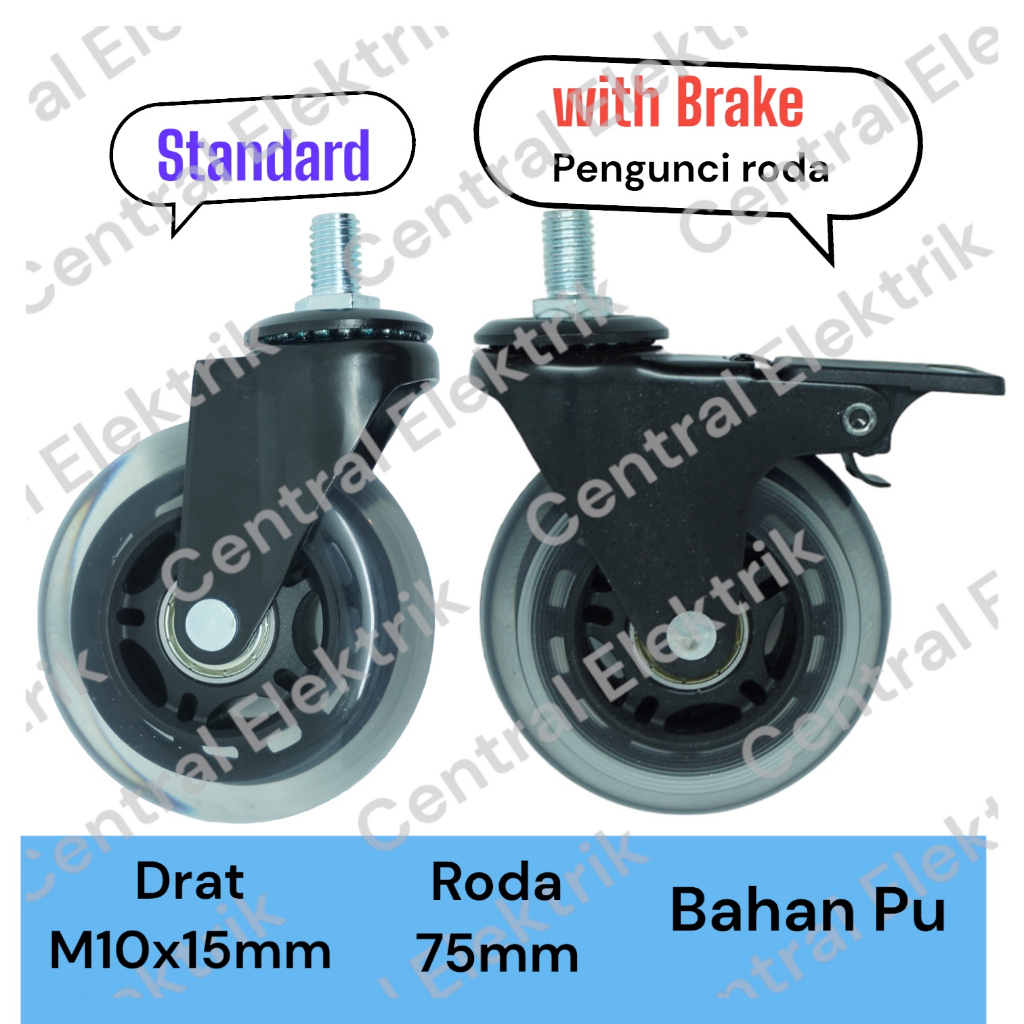 Jual Roda Rak Lemari Etalase Premium PU BOLT DRAT M10 10mm Heavy Duty ...